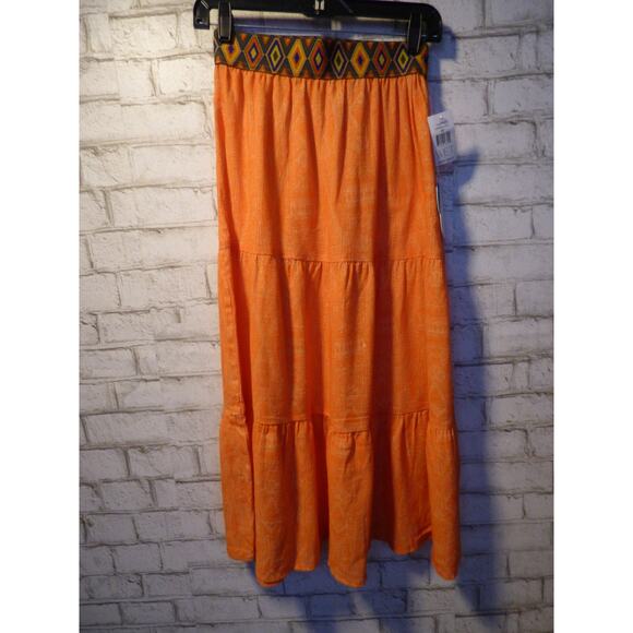 WET Swimwear Orange Linen Boho Maxi Skirt Swim Beach Cover Up XS NEW - Picture 1 of 7